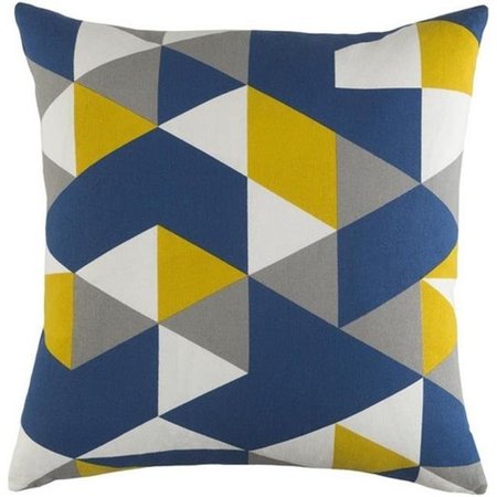 ARTISTIC WEAVERS Artistic Weavers TRUD7145-1818 Trudy Geometry Throw Pillow Cover; Blue; Yellow & Gray TRUD7145-1818